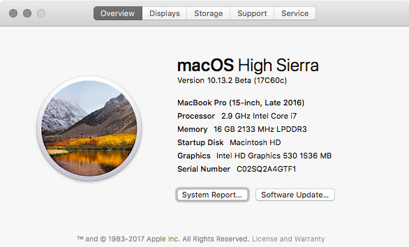 systems requirements for mac high sierra